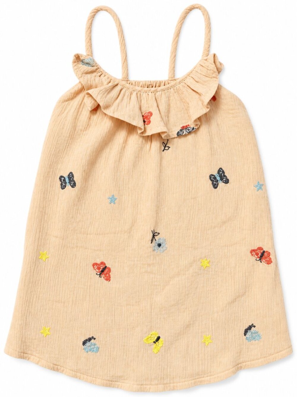Peek Girls Butterfly Embroidered Tassel Boho Blouse Top Size XS 4-5